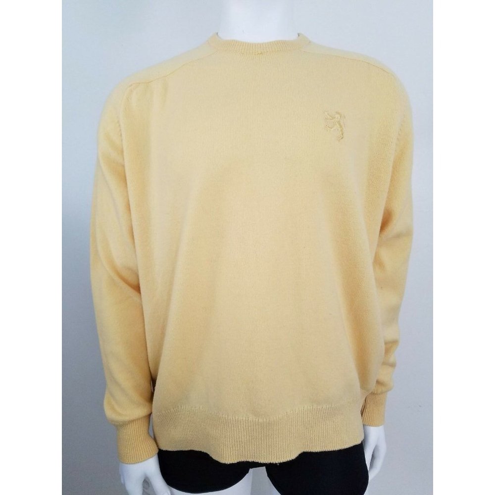 James Pringle Men's size 48/XL sweater size yellow 100% lambs wool Scotland
